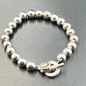 Ralph Lauren Bead Toggle Bracelet OS Silver EXC